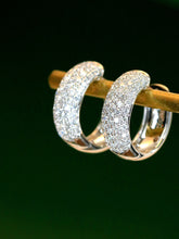 Load image into Gallery viewer, LUOWEND 18K White Gold Real Natural Diamond Hoop Earrings for Women