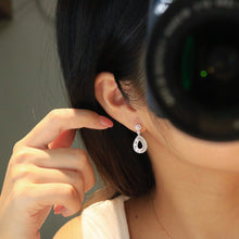 Load image into Gallery viewer, LUOWEND 18K White Gold Real Natural Diamond Drop Earrings for Women
