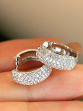 Load image into Gallery viewer, LUOWEND 18K White Gold Real Natural Diamond Hoop Earrings for Women