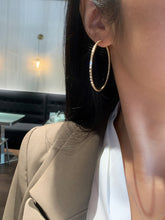Load image into Gallery viewer, LUOWEND 18K Yellow Gold Real Natural Diamond Hoop Earrings for Women