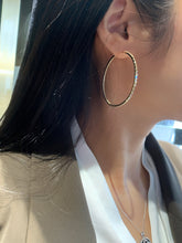 Load image into Gallery viewer, LUOWEND 18K Yellow Gold Real Natural Diamond Hoop Earrings for Women