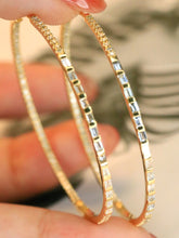 Load image into Gallery viewer, LUOWEND 18K Yellow Gold Real Natural Diamond Hoop Earrings for Women