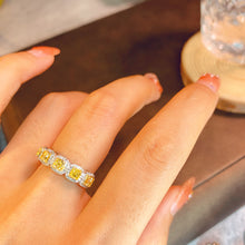 Load image into Gallery viewer, LUOWEND 18K White Gold Real Natural Yellow Diamond Ring for Women