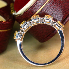 Load image into Gallery viewer, LUOWEND 18K White Gold Real Natural Yellow Diamond Ring for Women