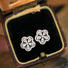 Load image into Gallery viewer, LUOWEND 18K White Gold Real Natural Diamond Stud Earrings for Women
