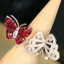 Load image into Gallery viewer, LUOWEND 18K White Gold Real Natural Ruby and Diamond Gemstone Ring for Women