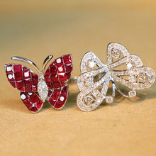 Load image into Gallery viewer, LUOWEND 18K White Gold Real Natural Ruby and Diamond Gemstone Ring for Women