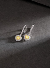 Load image into Gallery viewer, LUOWEND 18K White Gold Real Natural Yellow Diamond Drop Earrings for Women