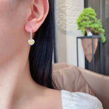 Load image into Gallery viewer, LUOWEND 18K White Gold Real Natural Yellow Diamond Drop Earrings for Women