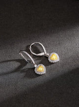Load image into Gallery viewer, LUOWEND 18K White Gold Real Natural Yellow Diamond Drop Earrings for Women