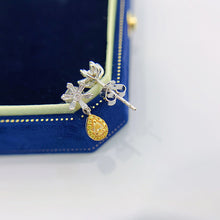 Load image into Gallery viewer, LUOWEND 18K White Gold Real Natural Yellow Diamond Drop Earrings for Women