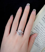 Load image into Gallery viewer, LUOWEND 18K White Gold Real Natural Diamond Ring for Women