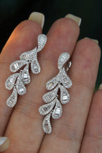 Load image into Gallery viewer, LUOWEND 18K White Gold Real Natural Diamond Drop Earrings for Women