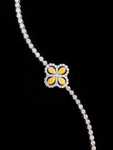 Load image into Gallery viewer, LUOWEND 18K White Gold Real Natural Yellow Diamond Bracelet for Women