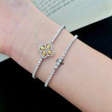 Load image into Gallery viewer, LUOWEND 18K White Gold Real Natural Yellow Diamond Bracelet for Women