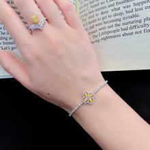 Load image into Gallery viewer, LUOWEND 18K White Gold Real Natural Yellow Diamond Bracelet for Women