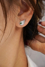 Load image into Gallery viewer, LUOWEND 18K White Gold Real Natural Jadeite and Diamond Stud Earrings for Women