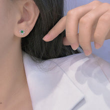 Load image into Gallery viewer, LUOWEND 18K White Gold Real Natural Jadeite and Diamond Stud Earrings for Women