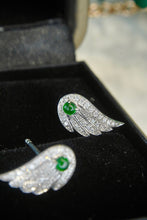 Load image into Gallery viewer, LUOWEND 18K White Gold Real Natural Jadeite and Diamond Stud Earrings for Women