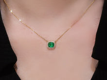 Load image into Gallery viewer, LUOWEND 18K Yellow Gold Real Natural Emerald and Diamond Gemstone Necklace for Women