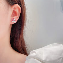 Load image into Gallery viewer, LUOWEND 18K White Gold Real Natural Ruby and Diamond Gemstone Earrings for Women