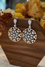 Load image into Gallery viewer, LUOWEND 18K White and Yellow Gold Real Natural Diamond Drop Earrings for Women