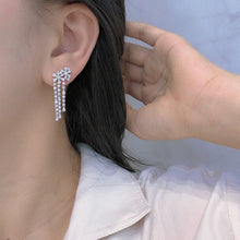Load image into Gallery viewer, LUOWEND 18K White Gold Real Natural Diamond Drop Earrings for Women