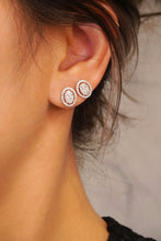 Load image into Gallery viewer, LUOWEND 18K White Gold Real Natural Diamond Stud Earrings for Women