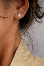 Load image into Gallery viewer, LUOWEND 18K White Gold Real Natural Diamond Stud Earrings for Women