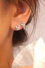 Load image into Gallery viewer, LUOWEND 18K White Gold Real Natural Diamond Stud Earrings for Women