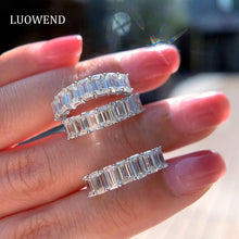 Load image into Gallery viewer, LUOWEND 18K White Gold Real Natural Diamond Ring for Women