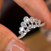 Load image into Gallery viewer, LUOWEND 18K White Gold Real Natural Diamond Ring for Women