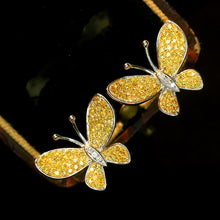 Load image into Gallery viewer, LUOWEND 18K Yellow Gold Real Natural Yellow Diamond Stud Earrings for Women