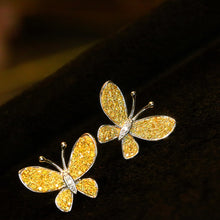 Load image into Gallery viewer, LUOWEND 18K Yellow Gold Real Natural Yellow Diamond Stud Earrings for Women