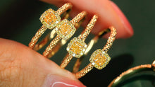 Load image into Gallery viewer, LUOWEND 18K Yellow Gold Real Natural Yellow Diamond Ring for Women