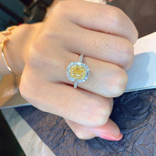 Load image into Gallery viewer, LUOWEND 18K White Gold Real Natural Yellow Diamond Ring for Women