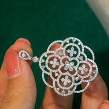 Load image into Gallery viewer, LUOWEND 18K White Gold Real Natural Diamond Pendant Necklace for Women