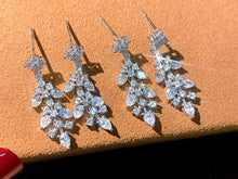 Load image into Gallery viewer, LUOWEND 18K White Gold Natural Diamond Earrings for Women
