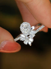 Load image into Gallery viewer, LUOWEND 18K White Gold Natural Diamond Ring for Women