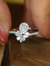 Load image into Gallery viewer, LUOWEND 18K White Gold Natural Diamond Ring for Women