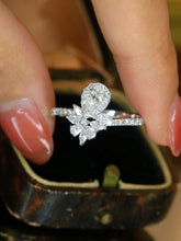 Load image into Gallery viewer, LUOWEND 18K White Gold Natural Diamond Ring for Women