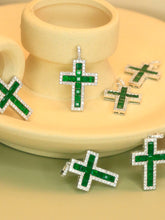 Load image into Gallery viewer, LUOWEND 18K White Gold Real Natural Emerald and Diamond Gemstone Necklace for Women