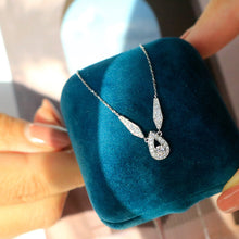 Load image into Gallery viewer, LUOWEND 18K White Gold Real Natural Diamond Pendant Necklace for Women