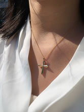 Load image into Gallery viewer, LUOWEND 18K Yellow Gold Real Natural Diamond Cross Pendant Necklace for Women