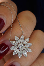 Load image into Gallery viewer, LUOWEND 18K White Gold Real Natural Diamond Pendant Necklace for Women