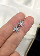 Load image into Gallery viewer, LUOWEND 18K White Gold Real Natural Diamond Stud Earrings for Women