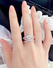 Load image into Gallery viewer, LUOWEND 18K White Gold Real Natural Diamond Ring for Women