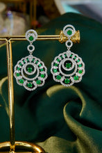 Load image into Gallery viewer, LUOWEND 18K White Gold Real Natural Emerald and Diamond Drop Earrings for Women