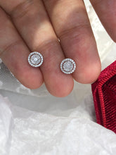 Load image into Gallery viewer, LUOWEND 18K White Gold Real Natural Diamond Stud Earrings for Women