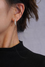 Load image into Gallery viewer, LUOWEND 18K White Gold Real Natural Diamond Hoop Earrings for Women